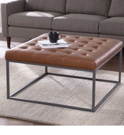Leather top square coffee table