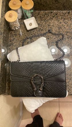 Black Faux Snakeskin Dragon Clasp Crossbody Bag – Gothic Y2K