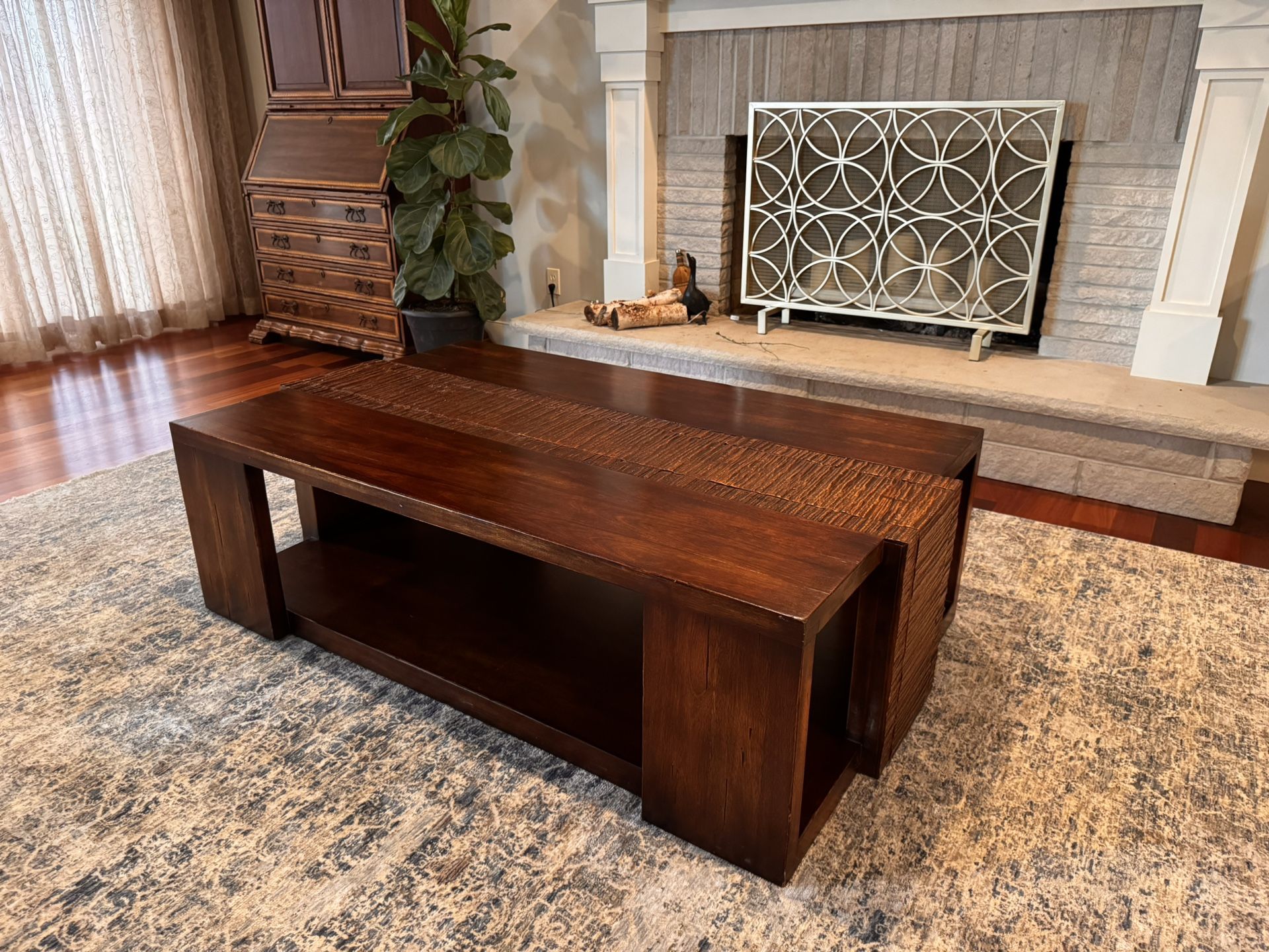 X-large Hand Hewn Mahogany Coffee Table 