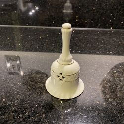 Vintage porcelain Christmas Bell White with Gold Stripes