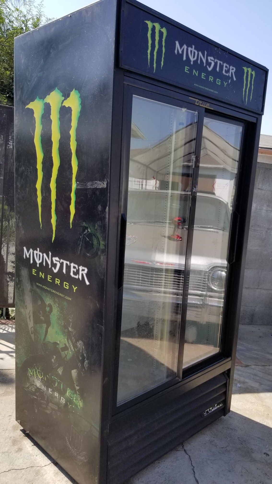 Monster Upright Refrigerator with 2 Glass Sliding Doors & Shelves $600 OBO
