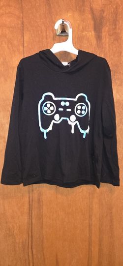 Gamer Shirt With Hood BLACK Boys Size 8