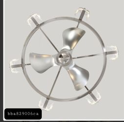 34" Mattias Chandelier Ceiling Fan with Glass Shade, 3 Reversible Blades, Satin Nickel
