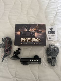 GuardVue 3-Channel Dash Cam – Front, Cabin & Rear Camera, 1080P, Night Vision (New)