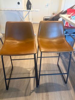 Set of 2 Faux Leather Bar Stools