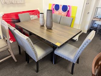 Dining Table Set with 4 Upholstered Chairs