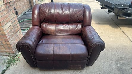 Brown leather recliner
