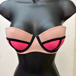 Victoria’s Secret Pink and black strapless bikini top