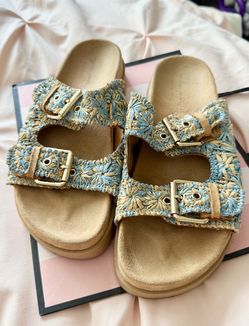 Crochet Double Buckle Slide Sandals