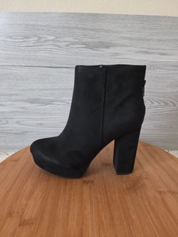 Black Suede Platform Ankle Boot