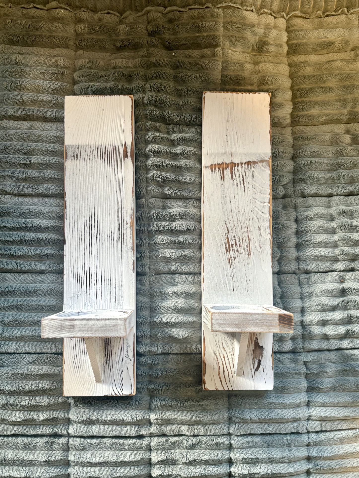 Distressed Farmhouse Wall Candle Shelves – Set of 2