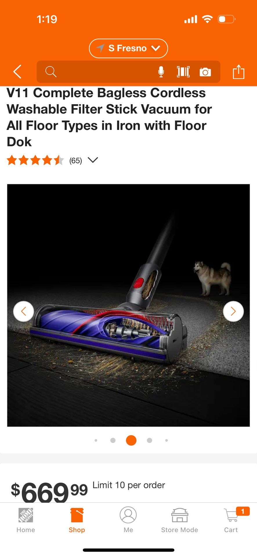 Brand New Dyson V11 Complete Bagless Cordless Washable Filter Stick Vacuum for All Floor Types in Iron with Floor Dok