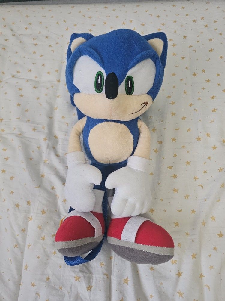 Sonic The Hedgehog Plush Backpack W/Zipper 18" 🔵