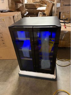 23.4 in. Dual Zone 20-Bottle and 80 Plus Cans Beverage and Wine Cooler in Black Stainless Steel Built-in Refrigerator