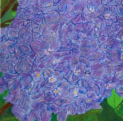 Purple Hydrangea Flower, Floral, Original Painting, 8" x 10", Signed