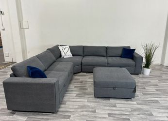 LIKE NEW! Gray Thomasville Sectional Couch With Storage (FREE DELIVERY 🚚)