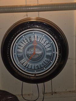 Harley Davidson Blue Neon Clock