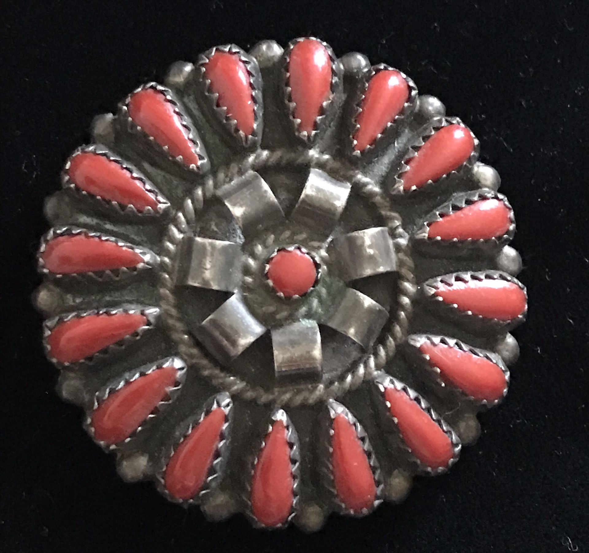 Sterling silver antique coral pendant/ brooch