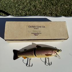 Vintage 9” New “Rainbow Trout” Hardbaits Castaic Lure Company- Wood Fishing Lure