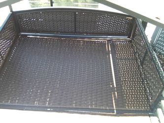 Metal weave with plastic brown ribbon