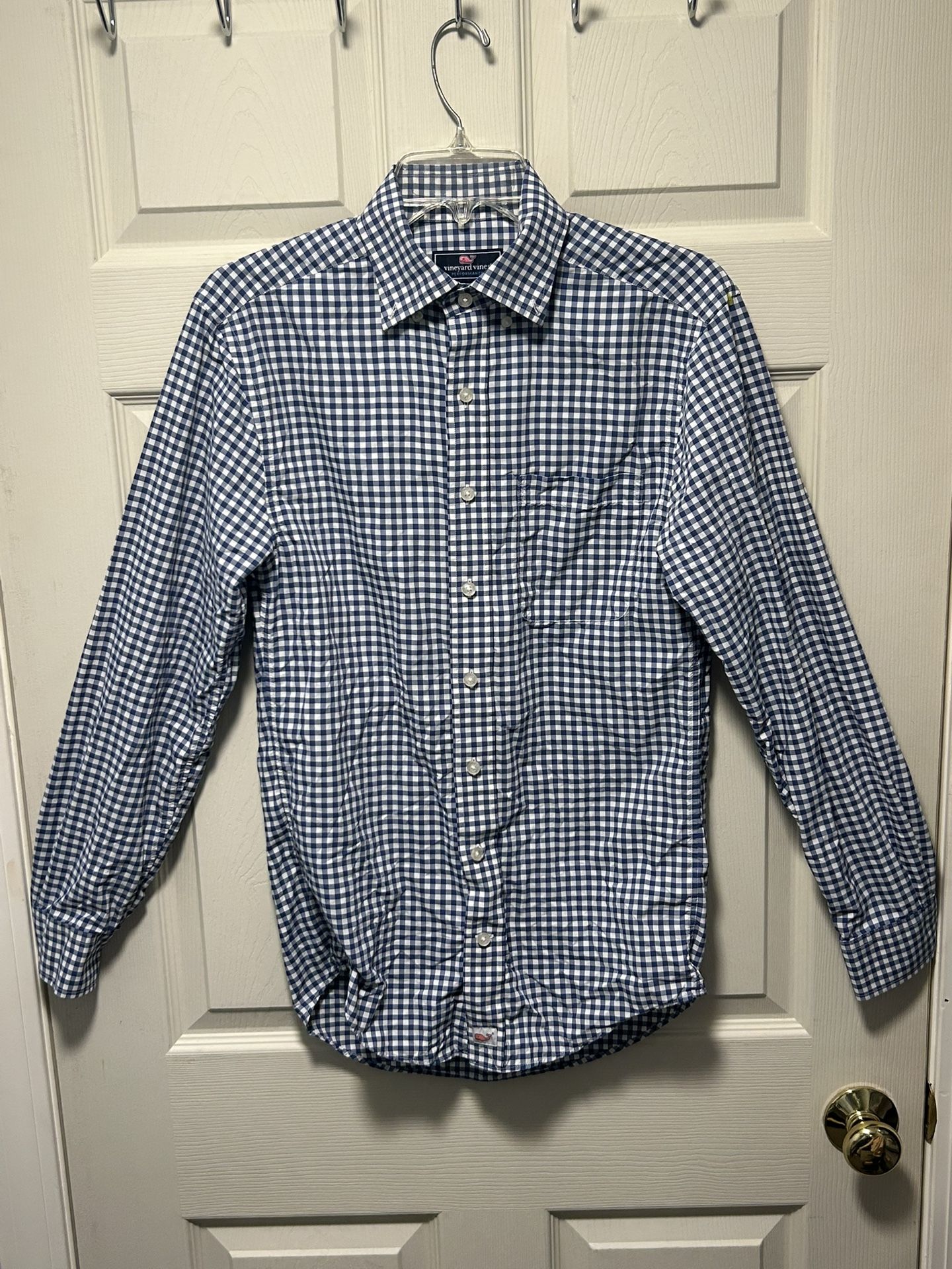 Vineyard Vines Performance MURRAY Shirt Mens XS Blue Plaid Stretch Classic Fit