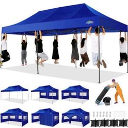 10x20 Heavy Duty Pop up Canopy Tent with 6 sidewalls Easy Up Commercial Outdoor Canopy Wedding Party Tents for Parties All Season Wind & Waterproof Ga