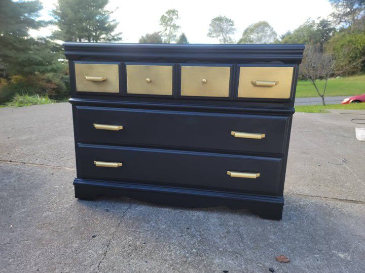Refinished Black & Gold Dresser 