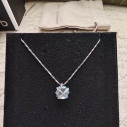 David Yurman  Cable Wrap Necklace with Blue Topaz and Diamonds