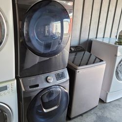 Samsung AddWash Front Load Washer And Stackable Gas Dryer Set 
