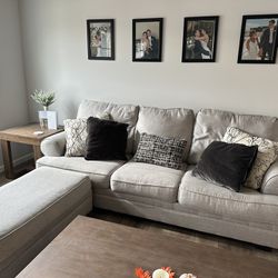 Grey Couch And Ottoman