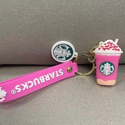 Brand New Pink Starbucks Coffee Drink Keychain Gift 