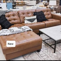 Brown Leather Sectional, Seccional, Couch 