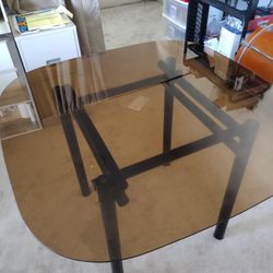 Glass Dining Room Table Amber Brown 