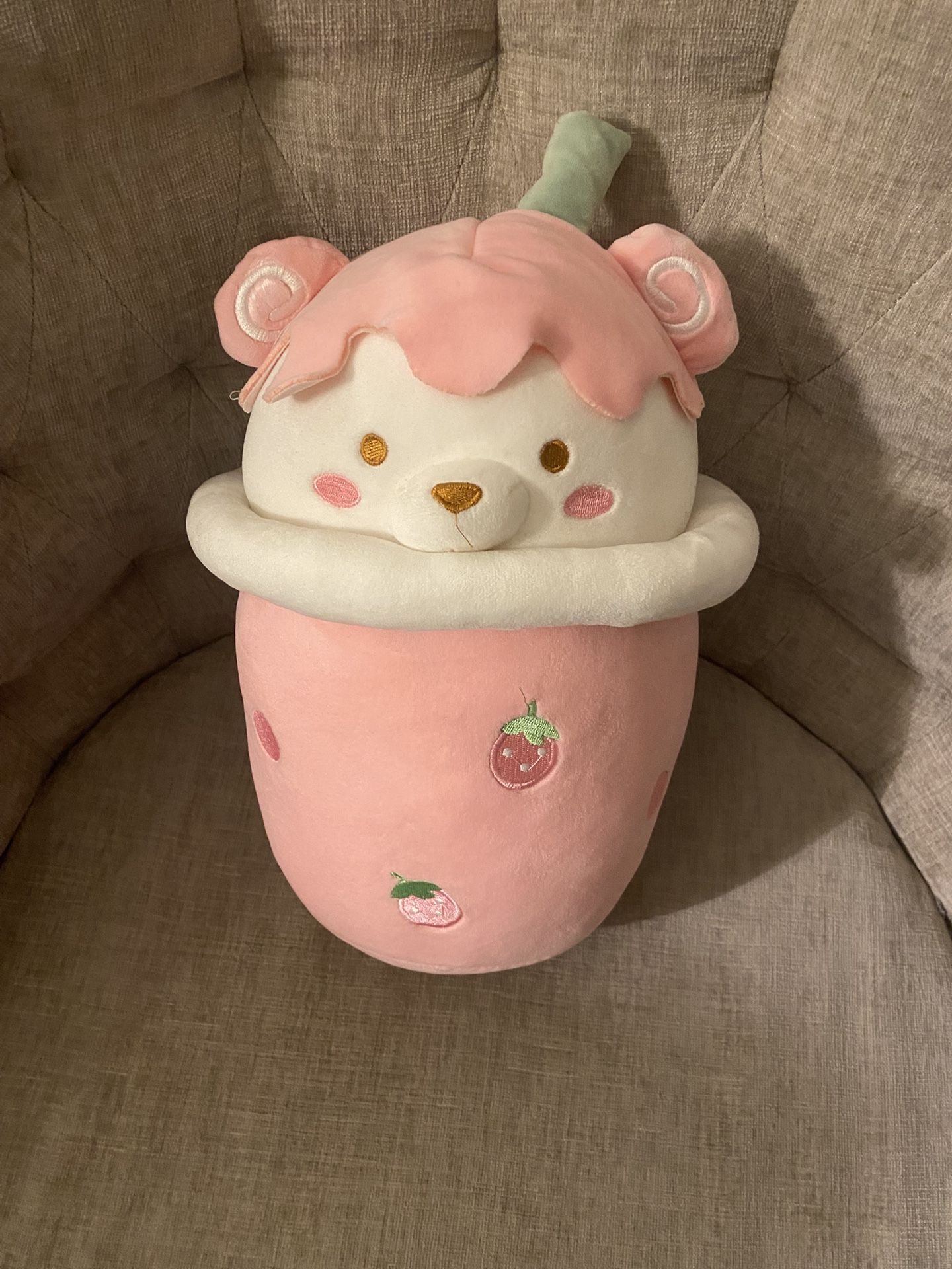 Cute Strawberry Boba Tea Plushy