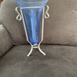 Beautiful blue glass Candle Holder