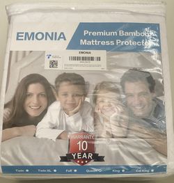 EMONIA 100% Waterproof Mattress Protector Premium Bamboo,Cooling Breathable,Ultra Soft Quiet Mattress Pad Cover,18 Inch Deep Pocket Fitt