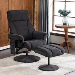 Swivel Recliner W/ Ottoman & Vibration Massage Function