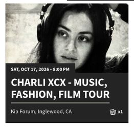 Charli XCX Music, fashion, film tour ticket ticketmaster concert tickets
