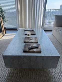 Restoration Hardware Marble Plinth Coffee Table 55”