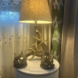 Table Lamp And Candle Holder Set