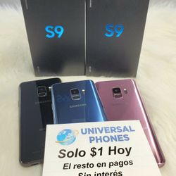 SAMSUNG GALAXY S9 64GB UNLOCKED. NO CREDIT CHECK $1 DOWN PAYMENT OPTION.  3 MONTHS WARRANTY * 30 DAYS RETURN * 