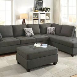 Brand New Grey Sectional Sofa (Ottoman Sold Separately)
