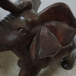 VINTAGE SOLID WOOD CARVED ELEPHANT