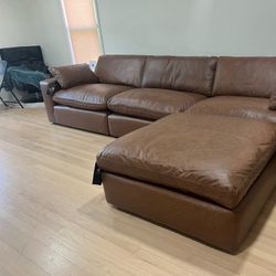 New Leather Sofa + Ottoman Sectional Couch