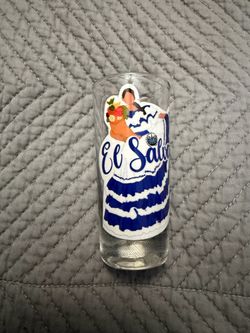 El Salvador Blue & White Woman dancing Decorative Shot Glass - Souvenir