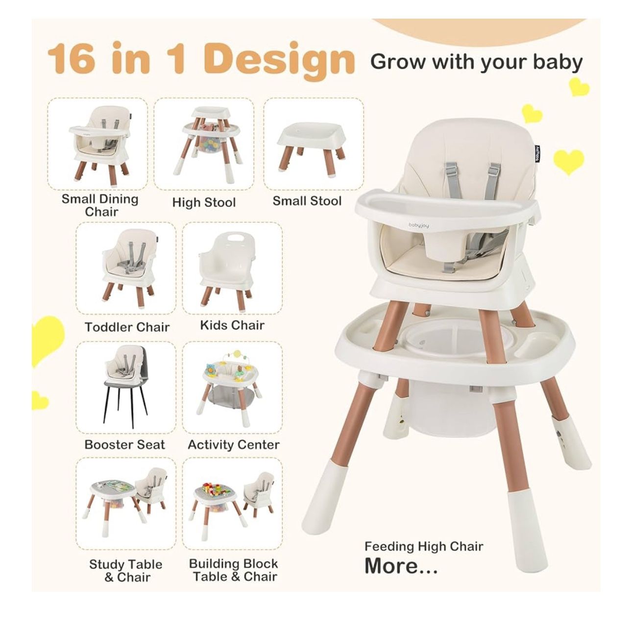 Brand New Multi Functional High Chair Beige In The Box Girl Or Boy