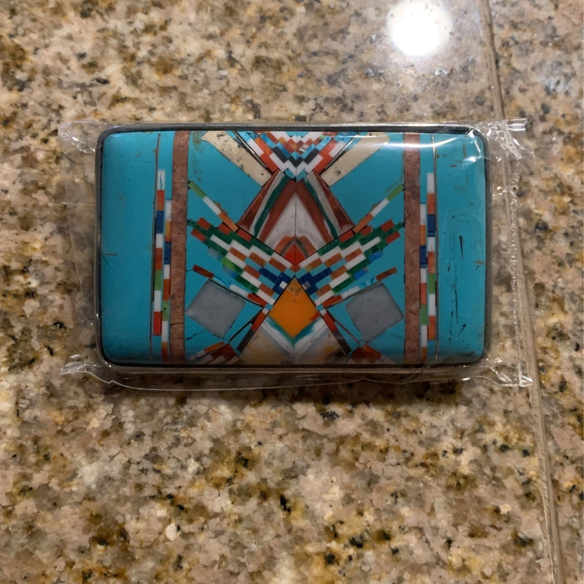 Gem Stone Turquoise Inlaid Belt Buckle