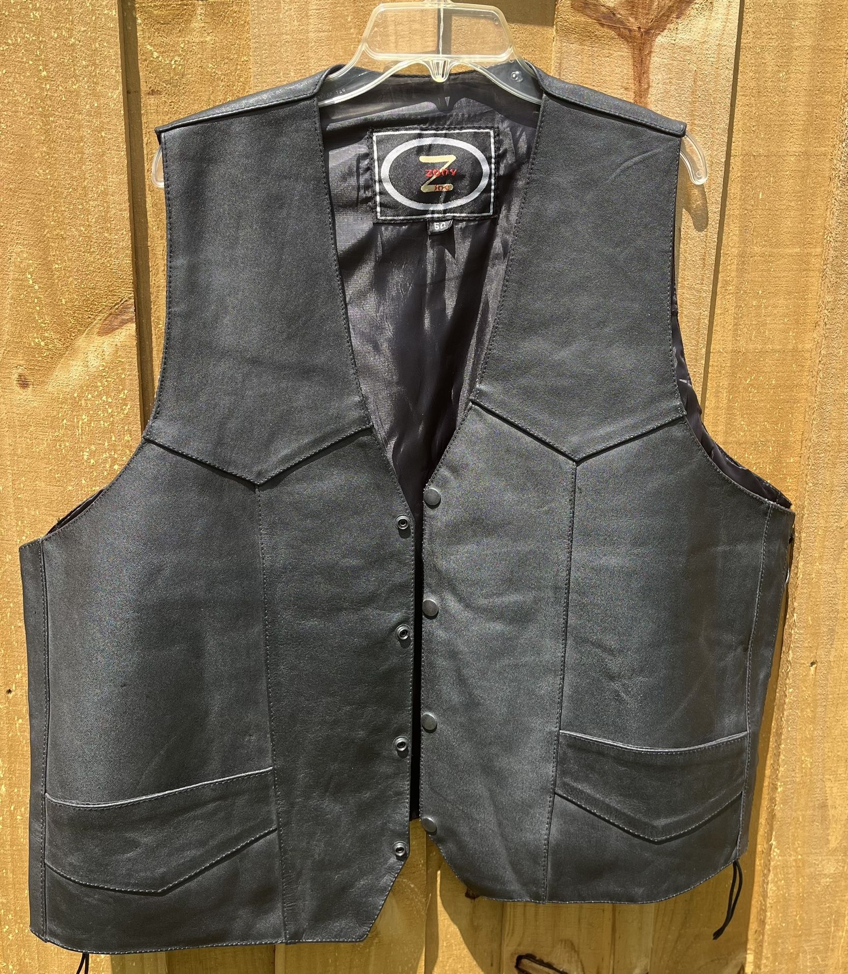 Zony Men’s Size 54 Leather Motorcycle Vest