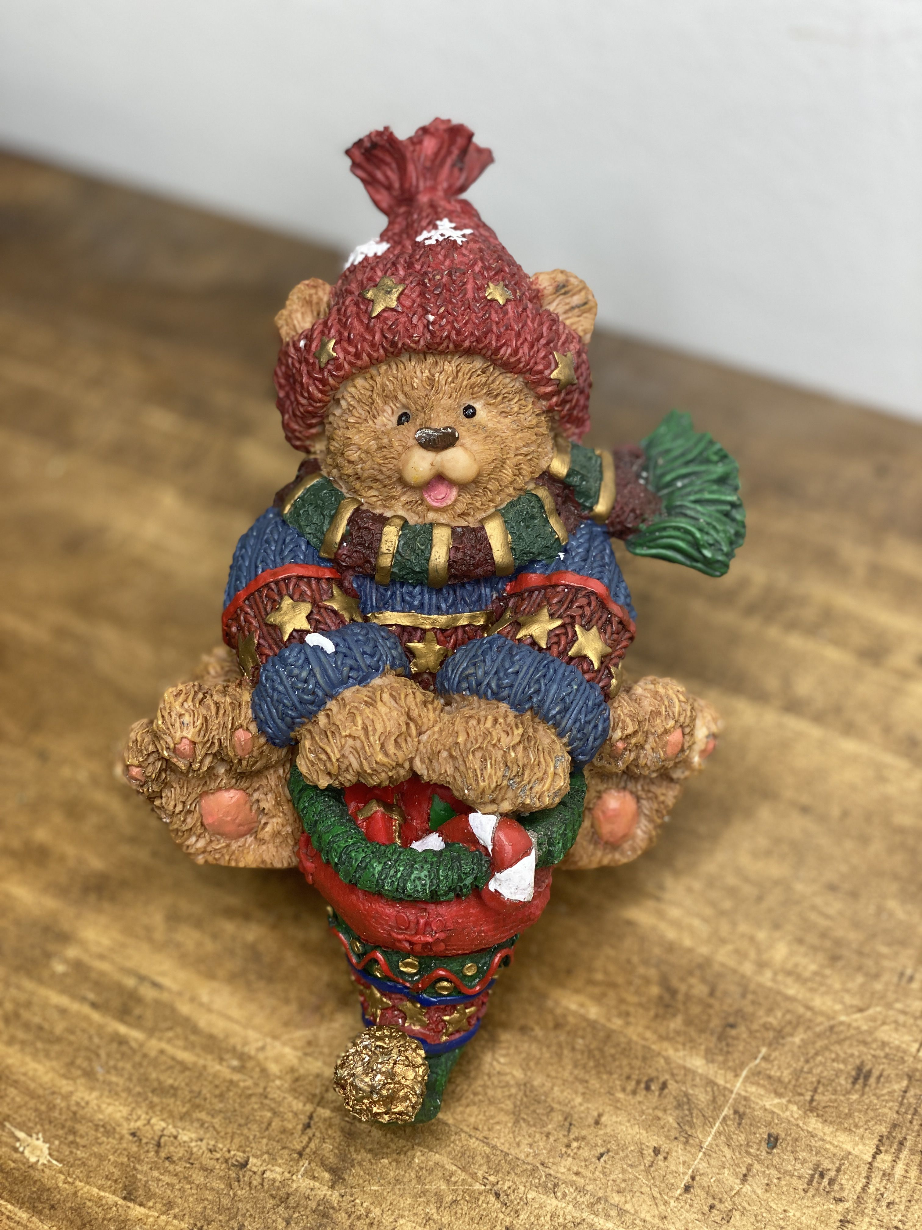 The Christmas Collectibles Stocking Holder Bear With Original Box