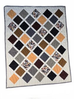 Cozy Fall Aesthetic Handmade Lap Quilt 36" x 46" Dogs Grandmacore Minky Fall